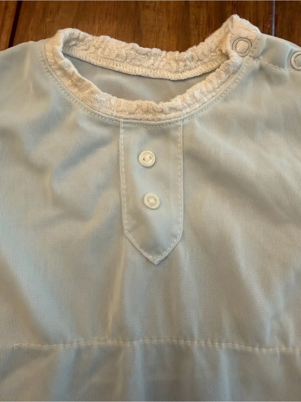 Vintage Light Blue Baby One-Piece Bodysuit with Snap Closures